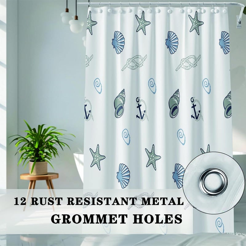jssablo Shower Curtain Liner, Marine Organisms Waterproof PEVA Shower Curtains with 3 Duty Heavy Bottom Magnets and 12 Rust Proof Grommets, 72x72 Weighted Shower Liner for Shower Stall, Bathtubs - Image 2